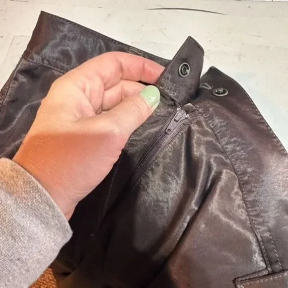 Y2K Express Cargo Floral Embroidered Wide Leg Pants Brown Size‎ 4 Satin VTG - Picture 13 of 16